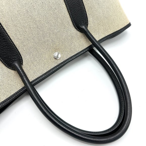 Hermes Canvas/Black Buffle Leather Garden Party 36 - Picture 9 of 11